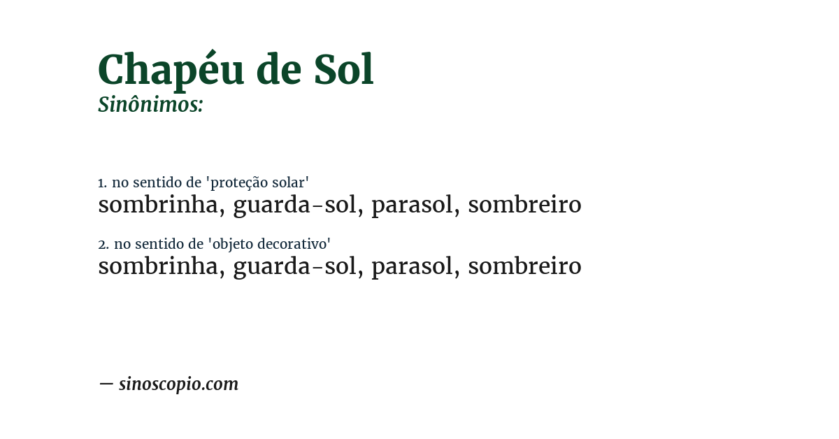 Sinônimo de chapéu de sol
