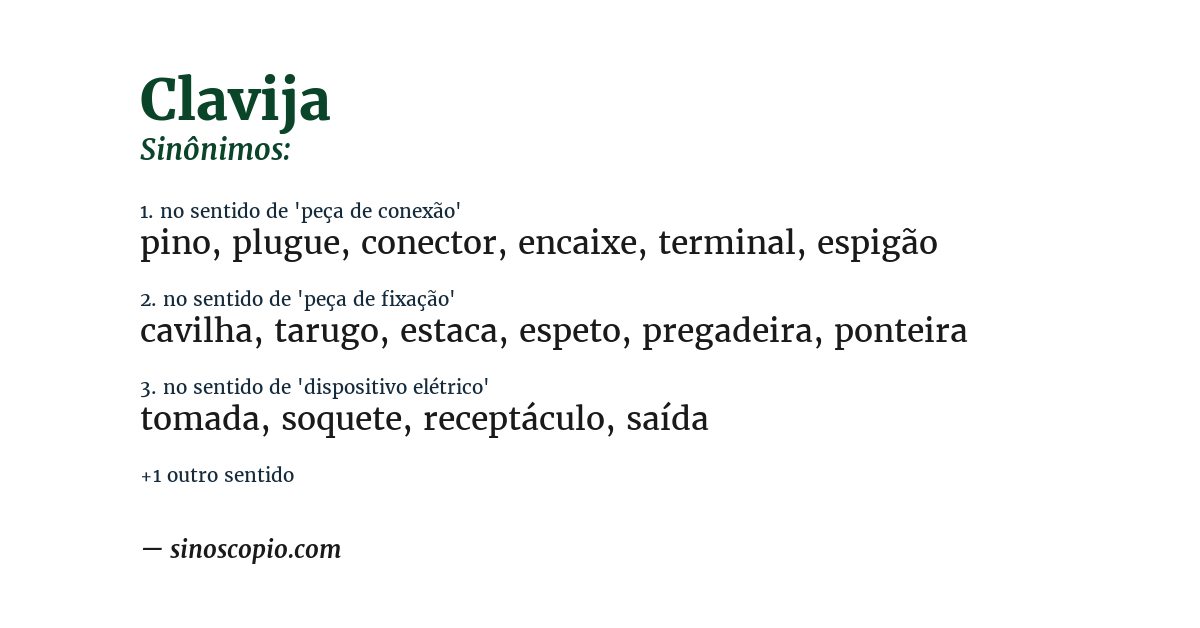 Sinônimo de clavija