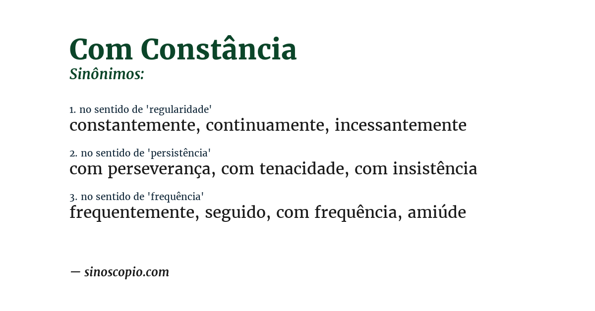 Sinônimo de com constância
