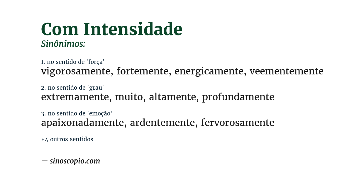 Sinônimo de com intensidade