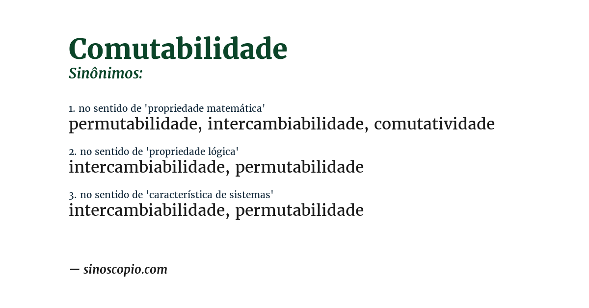 Sinônimo de comutabilidade