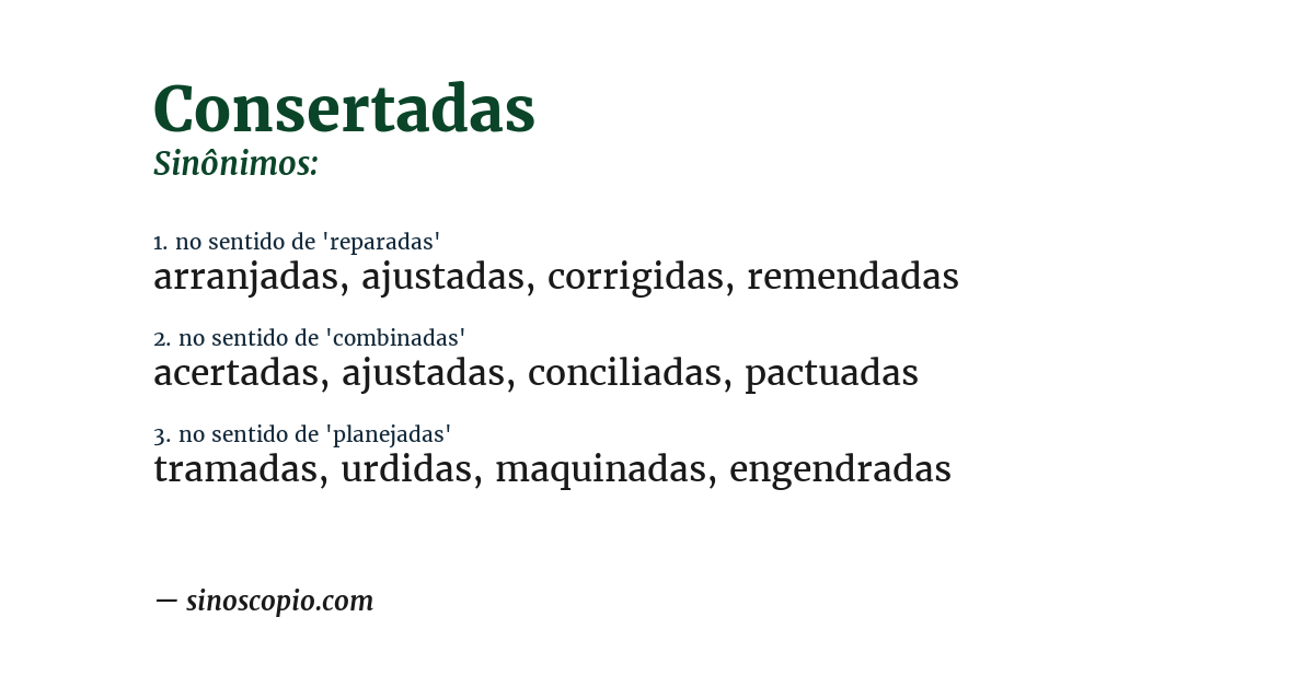 Sinônimo de consertadas