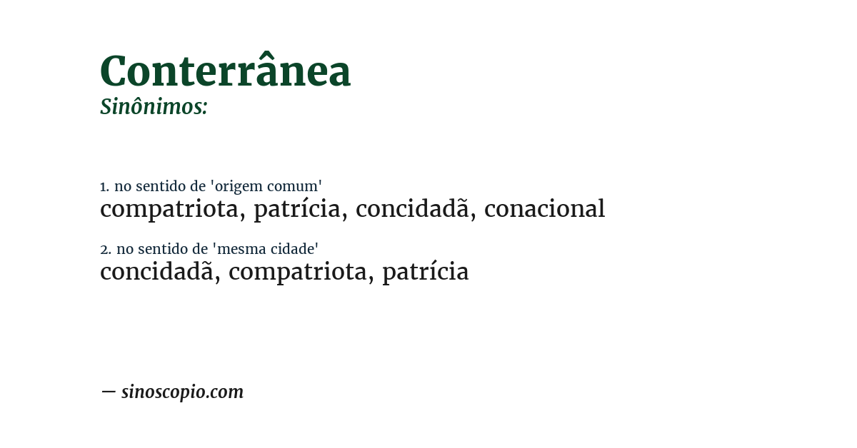 Sinônimo de conterrânea