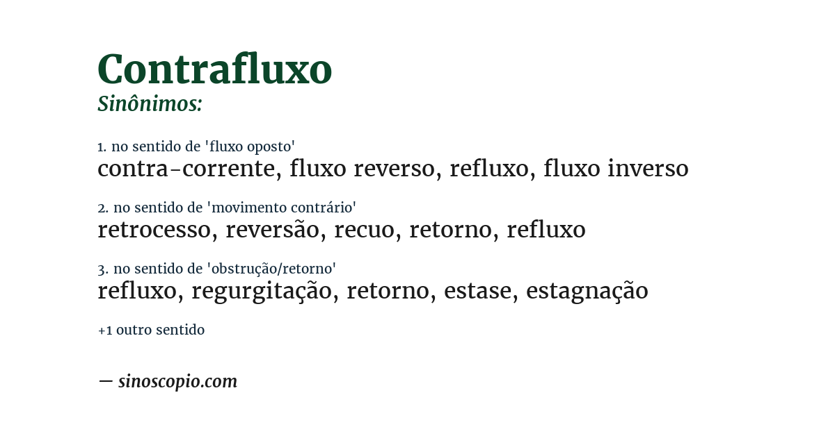 Sinônimo de contrafluxo