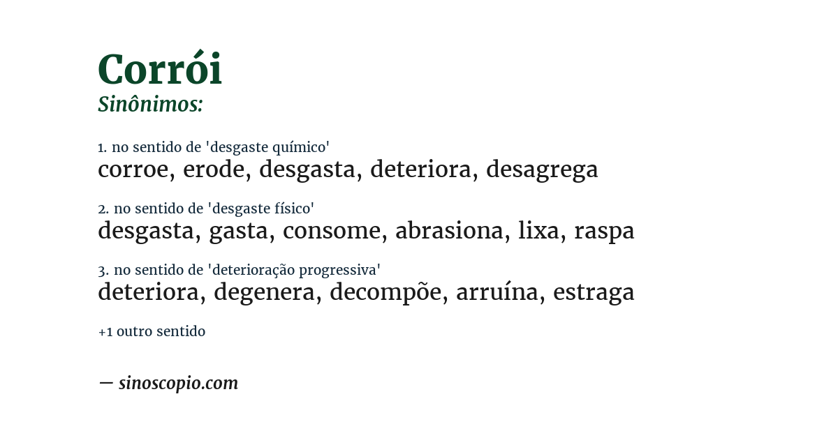 Sinônimo de corrói