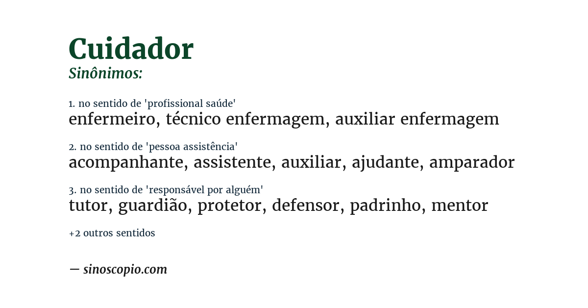 Sinônimo de cuidador