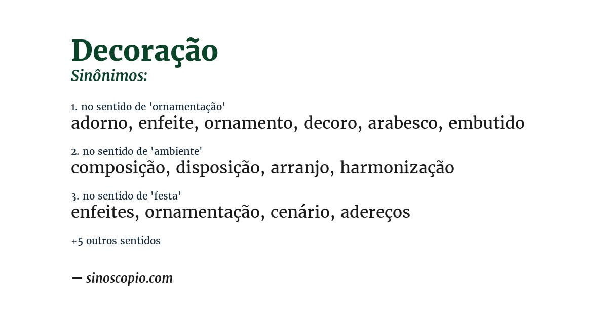 Sinônimo de decoração