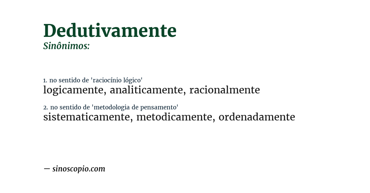 Sinônimo de dedutivamente