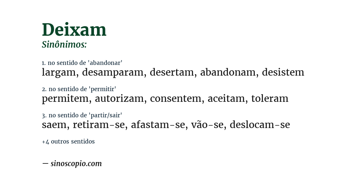 Sinônimo de deixam