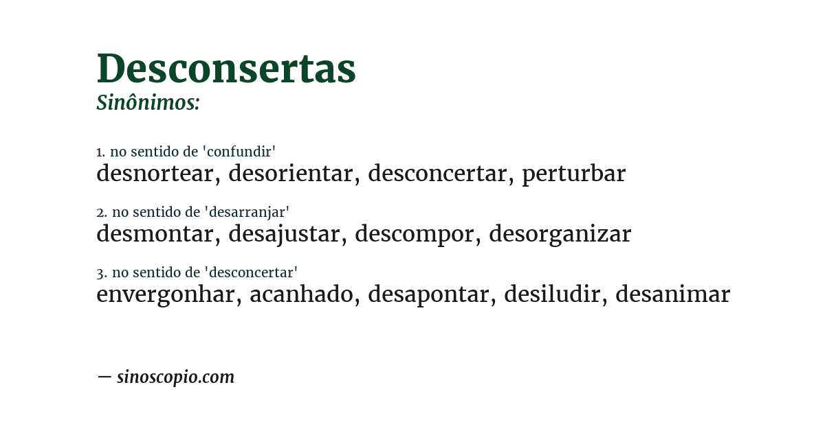 Sinônimo de desconsertas