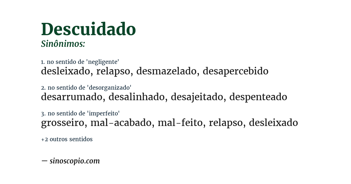 Sinônimo de descuidado