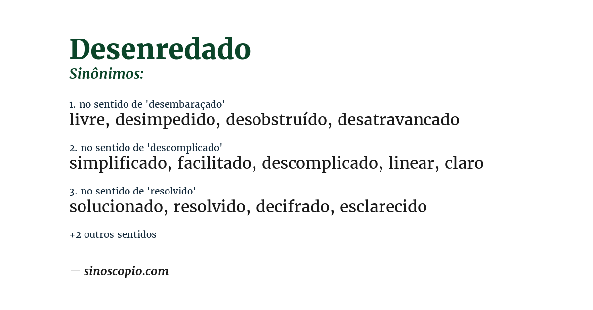 Sinônimo de desenredado