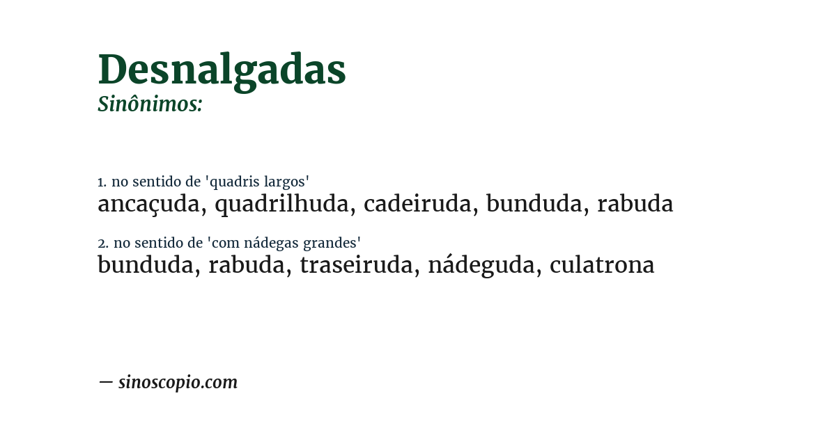 Sinônimo de desnalgadas