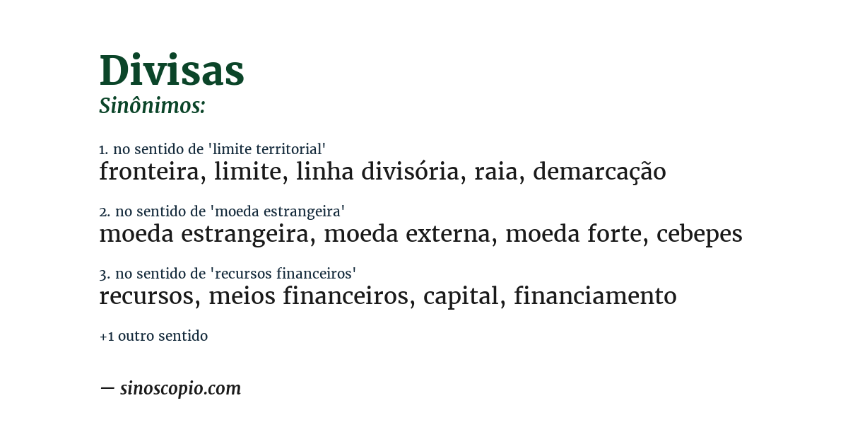 Sinônimo de divisas