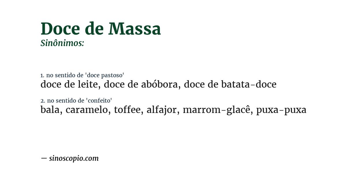 Sinônimo de doce de massa