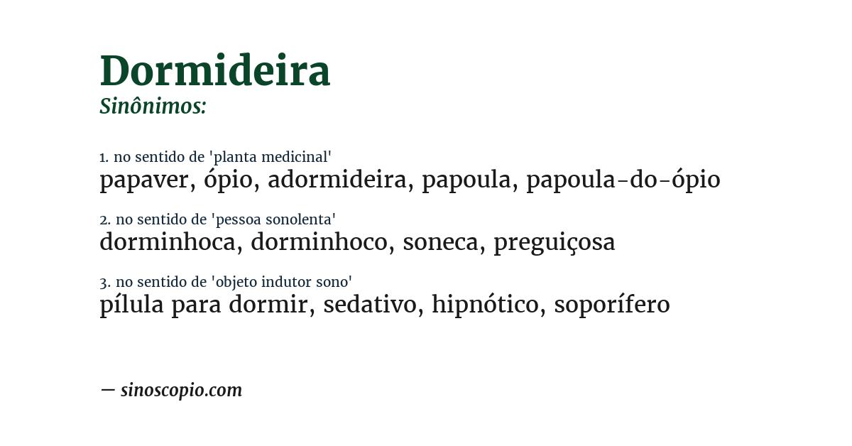 Sinônimo de dormideira