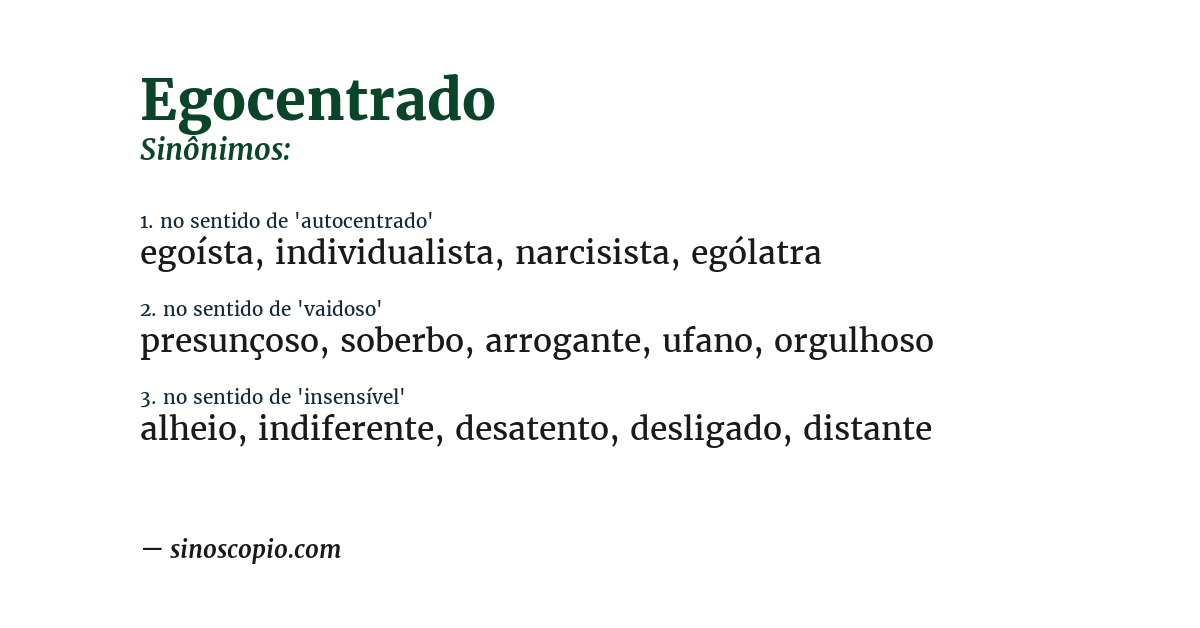 Sinônimo de egocentrado