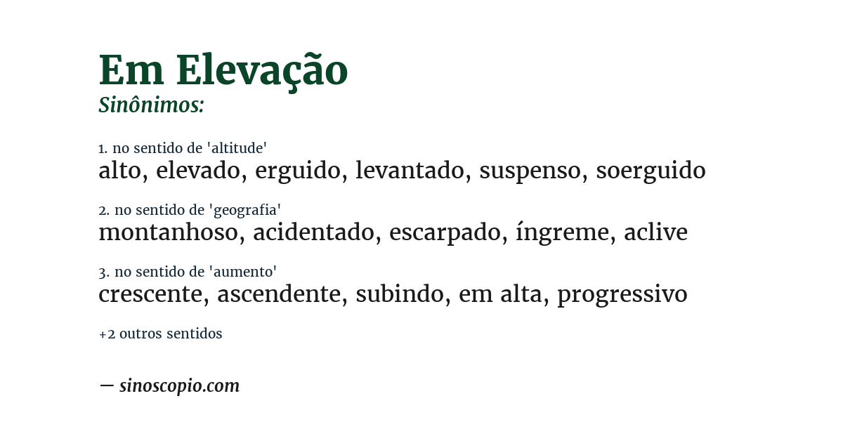 Sinônimo de em elevação