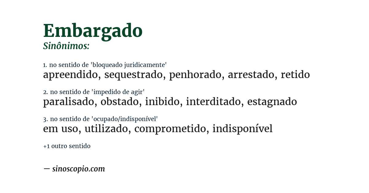 Sinônimo de embargado