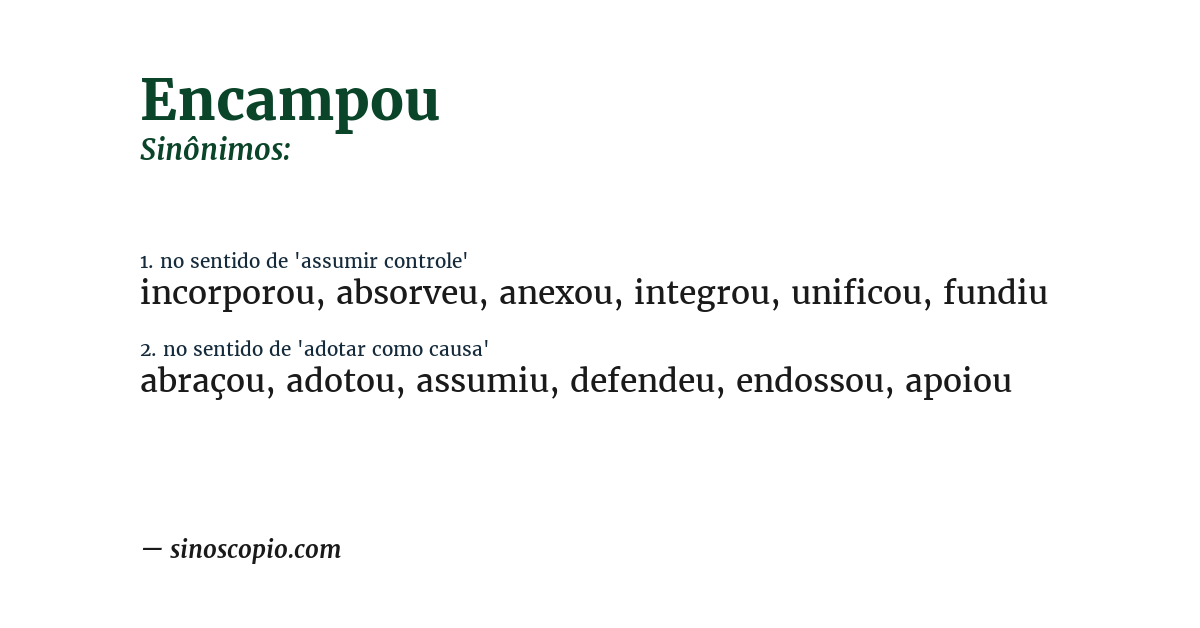 Sinônimo de encampou