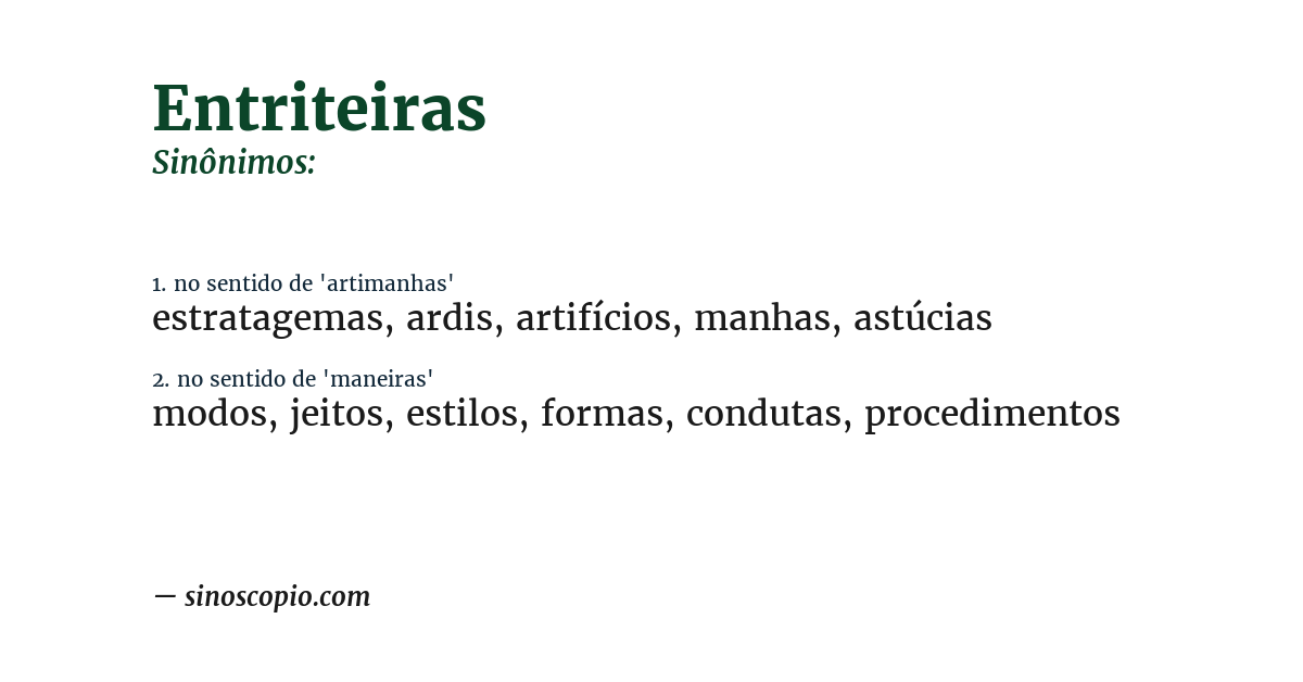 Sinônimo de entriteiras