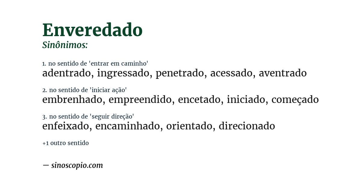 Sinônimo de enveredado