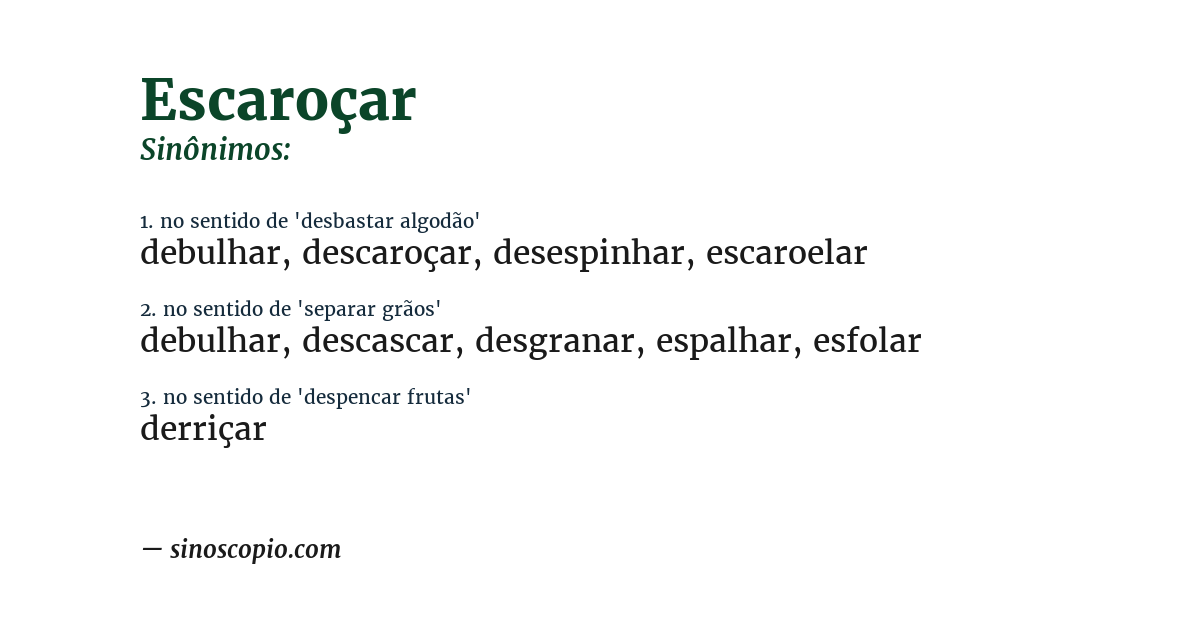 Sinônimo de escaroçar