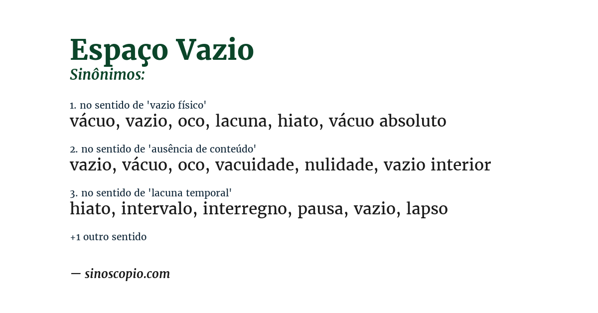 Sinônimo de espaço vazio