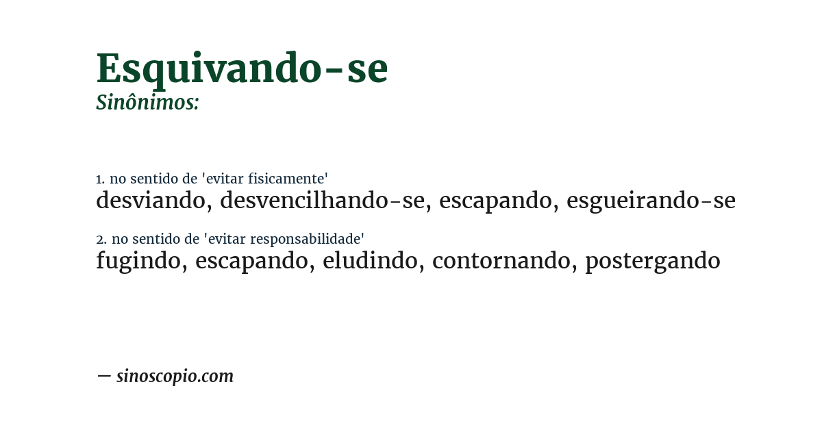 Sinônimo de esquivando-se