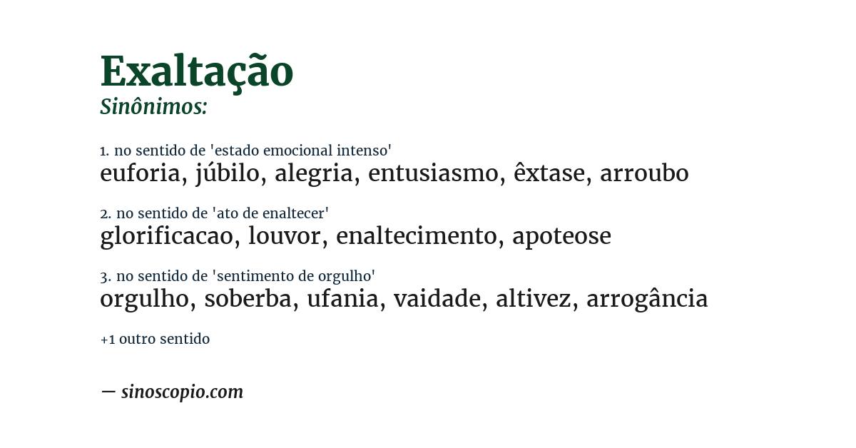 Sinônimo de exaltação