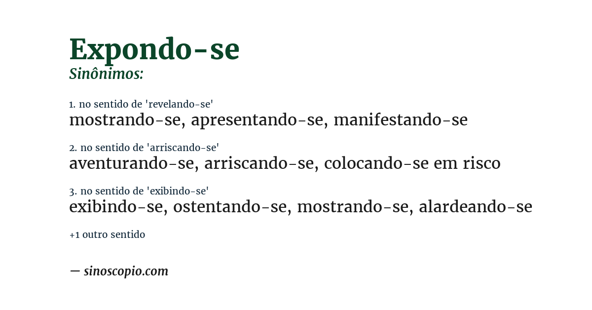 Sinônimo de expondo-se