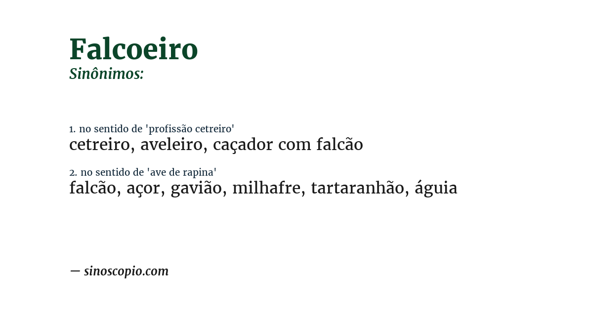 Sinônimo de falcoeiro