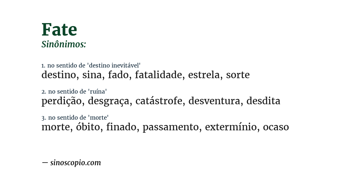 Sinônimo de fate