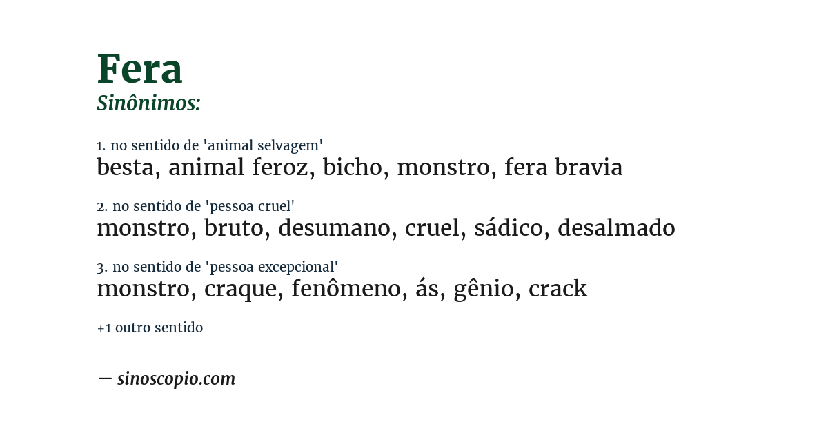 Sinônimo de fera
