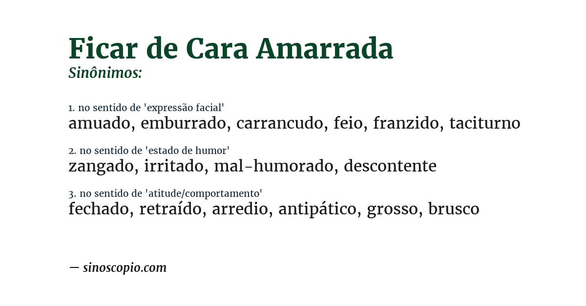 Sinônimo de ficar de cara amarrada