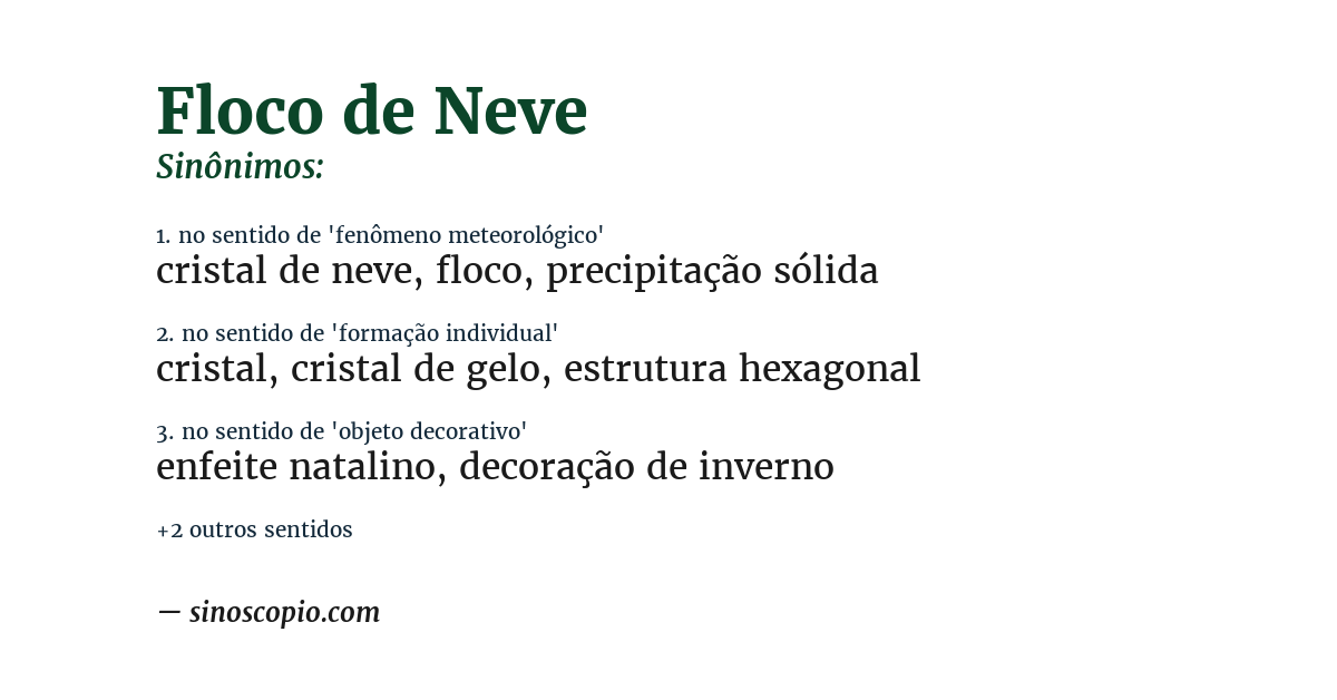 Sinônimo de floco de neve