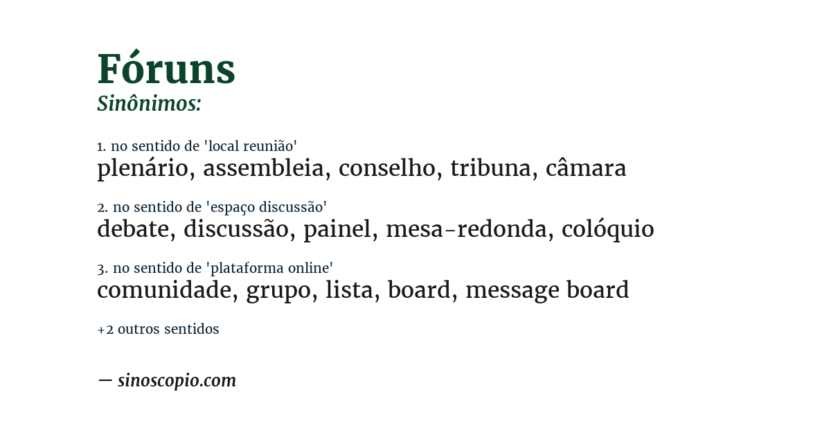 Sinônimo de fóruns