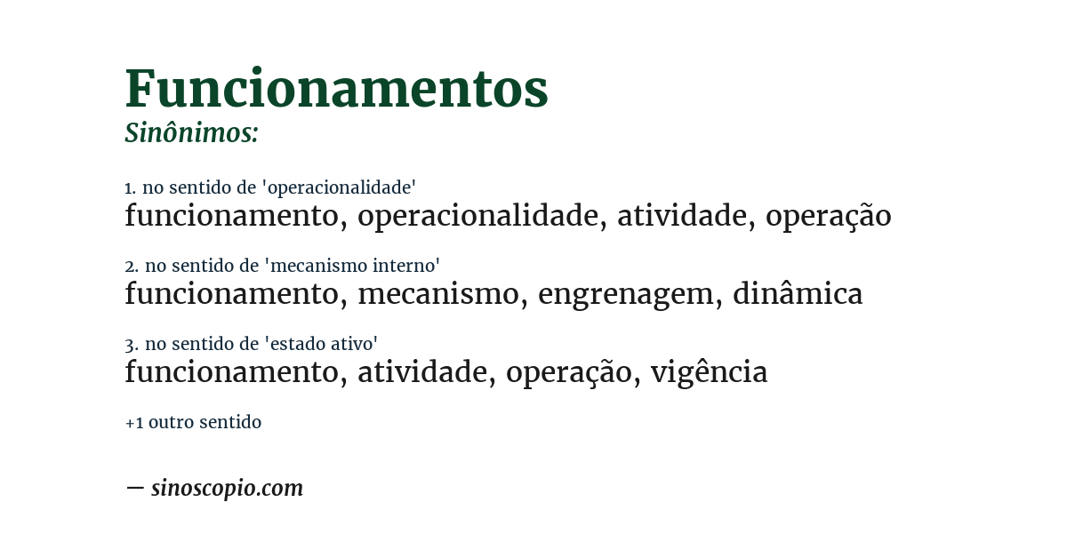 Sinônimo de funcionamentos