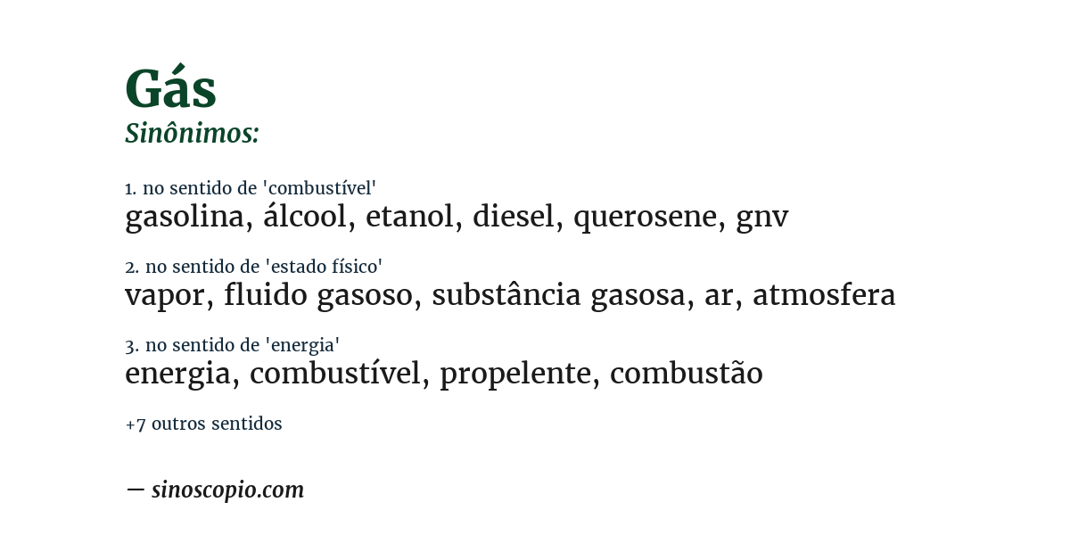 Sinônimo de gás