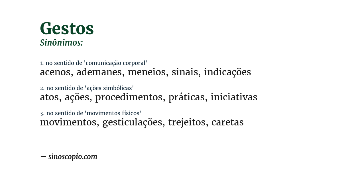 Sinônimo de gestos