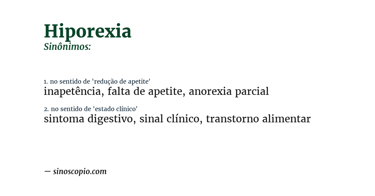 Sinônimo de hiporexia