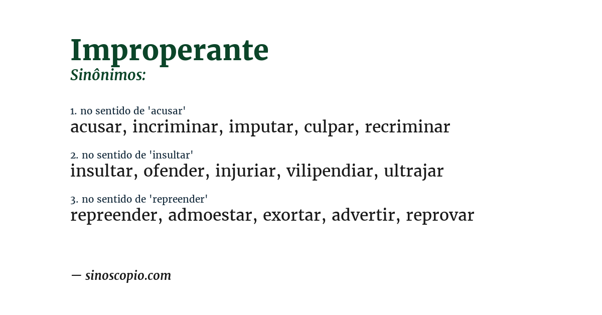 Sinônimo de improperante