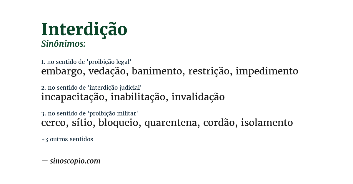 Sinônimo de interdição