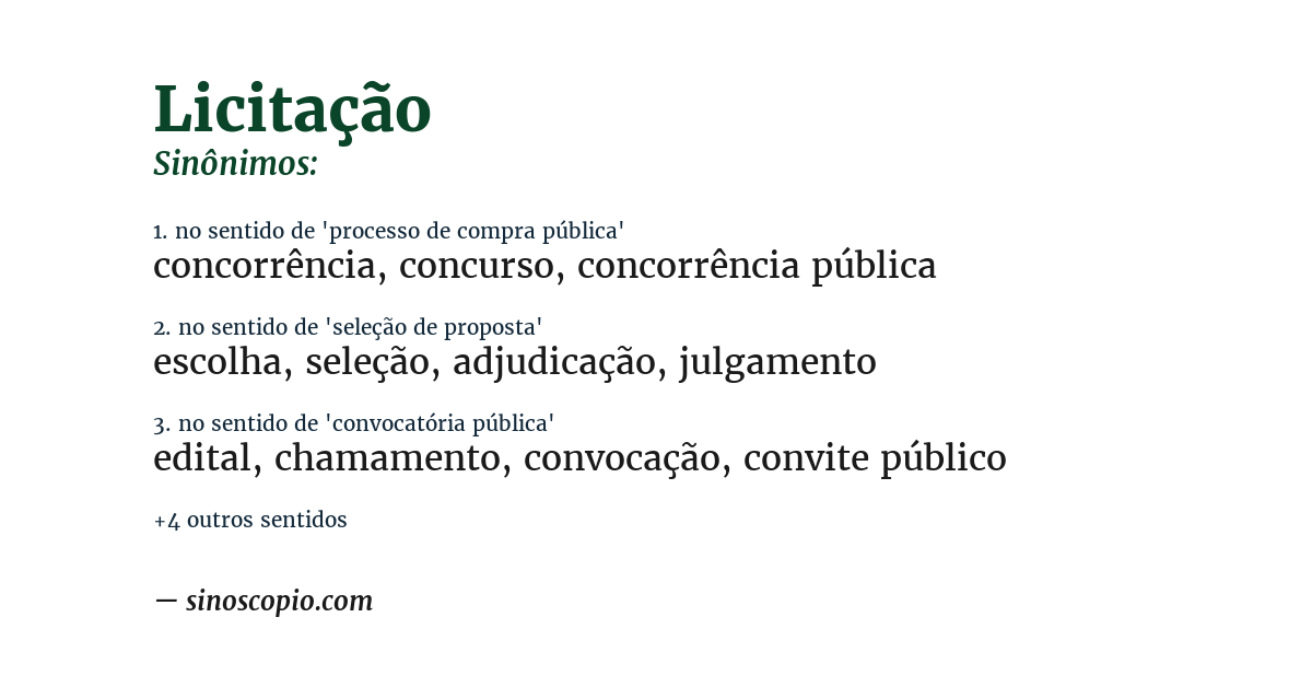 Sinônimo de licitação