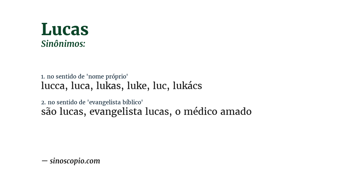 Sinônimo de lucas