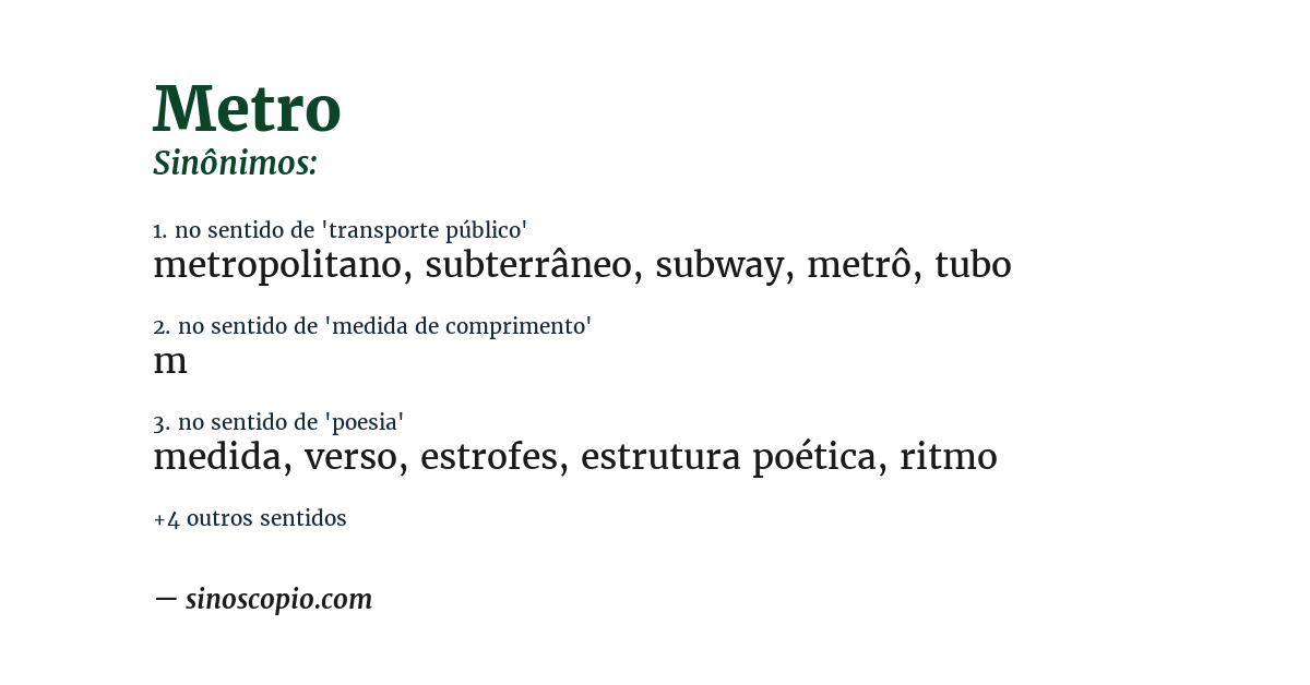 Sinônimo de metro
