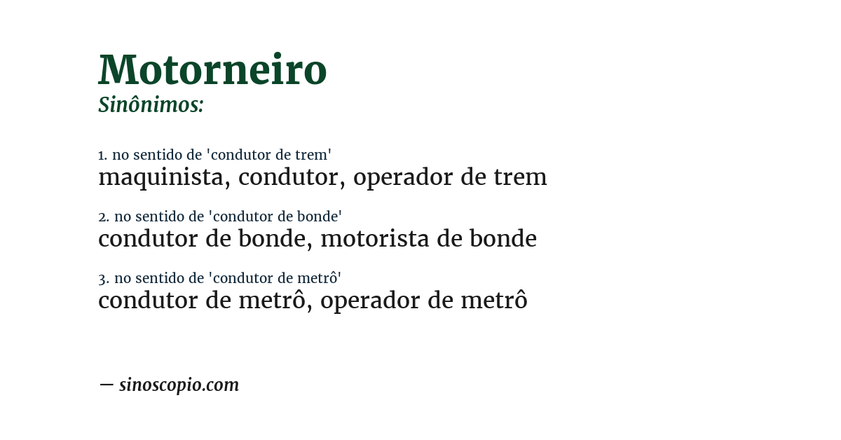 Sinônimo de motorneiro