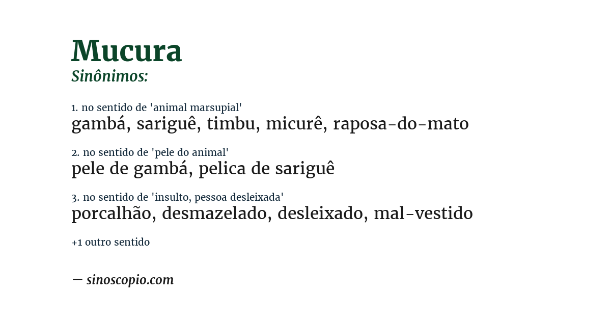 Sinônimo de mucura