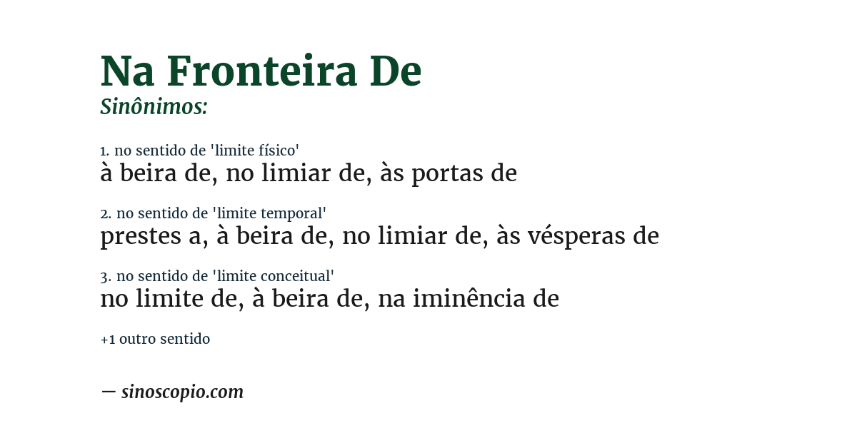 Sinônimo de na fronteira de
