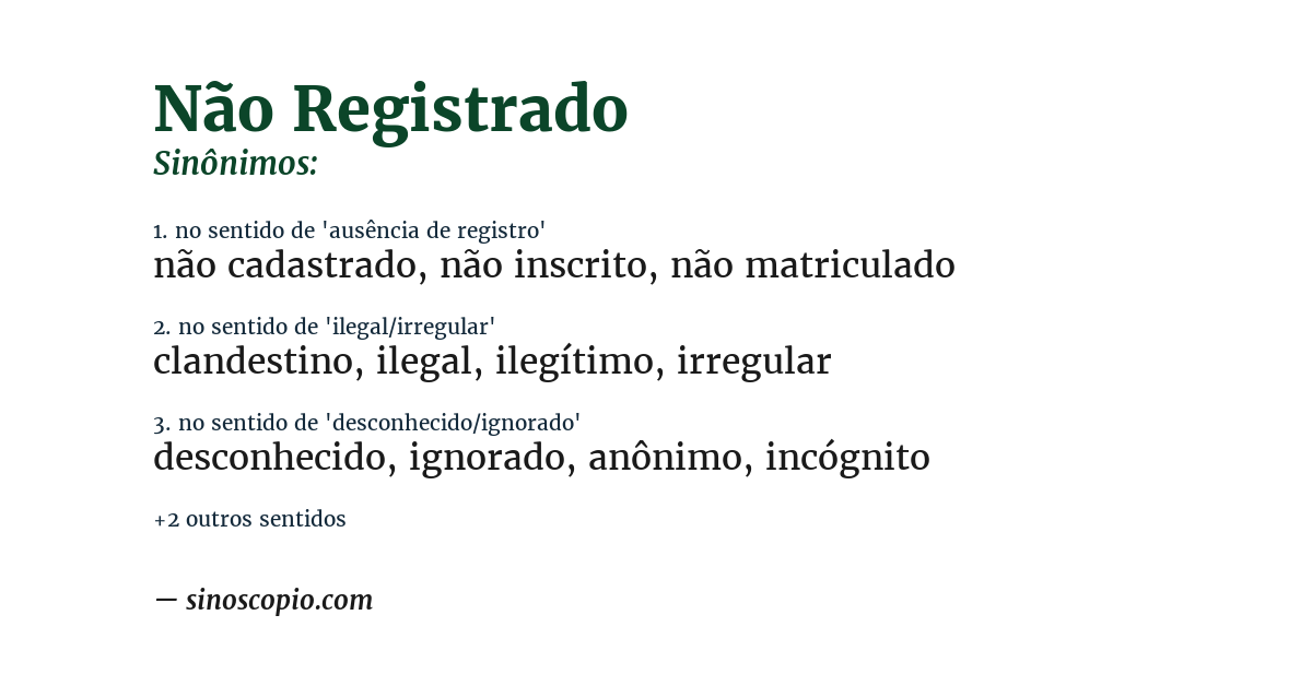 Sinônimo de não registrado